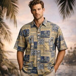 Tori Richard Honolulu Mens L Vintage Made In Hawaii Cotton Lawn Hawaiian Shirt